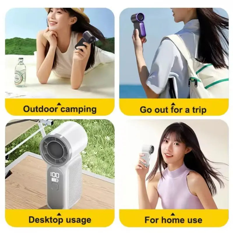 Mini Handheld Fan, Small Purse Fan for Women, Pocket Fan, Makeup Fan, High-Speed Turbo, 6-Gear Adjustable with LED Display, USB Rechargeable, Portable Fan for Travel, Outdoor, Girls Valentine'S Day Gift, Fans Handheld