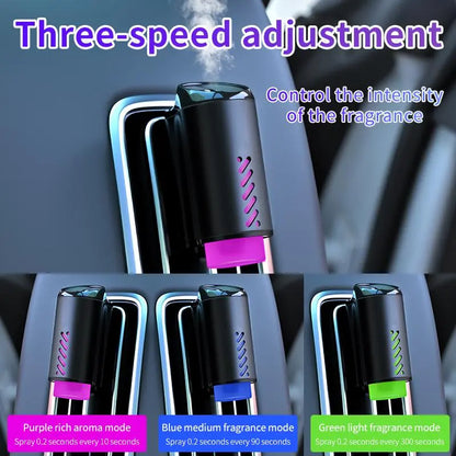 Premium Aluminum Smart Car Fragrance Diffuser - Girly Cute Car Accessories for Women, Air Vent Essential Oil Sprayer with Auto Start, Multi-Color Ambient Light, Rechargeable Battery, Odor Removal, Baby-Safe Mist, 3 Essential Oil Bottles Included
