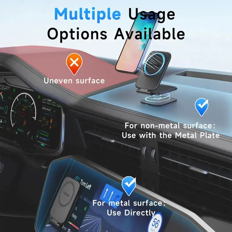 Magsafe Magnetic Car Phone Holder, 20Kg Strong Dual-Sided Auto Accessories Interior, Ultra-Thin Anti-Shake Dashboard Mount, 270°-360° Adjustable Rotation, No-View-Blocking Design, Compatible with Iphone 17 Pro Max & Most Smartphones, Car Accessories