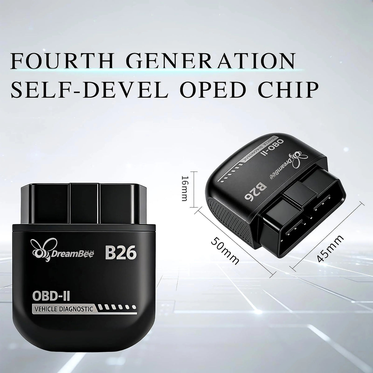 Dreambee B26 Mini Compact Handheld Wireless Bluetooth 5.1 OBD2 Scanner - 12V Gasoline Cars Plug-And-Play Car Computer Diagnostic Reader, Engine Faults Check Tool for Ios & Android, Multilanguage View, Real-Time Data, Code Read/Clear for Daily Maintenance