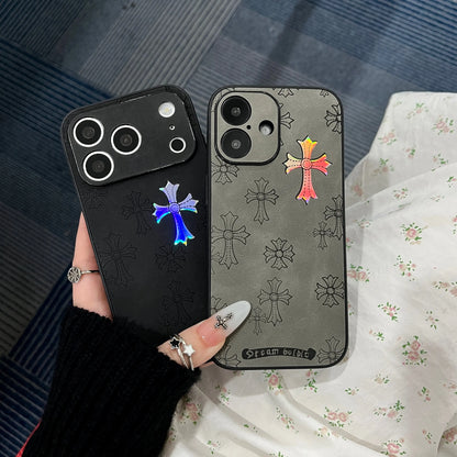Premium Ultra-Thin PU Leather Business Case for iPhone Series - Compatible with iPhone 17/16/15/14/13 Pro Max and 16/15 Plus (6.1 In), Flexible Inner Design, Elegant Cross Logo, Black 2026 Mobile Accessory
