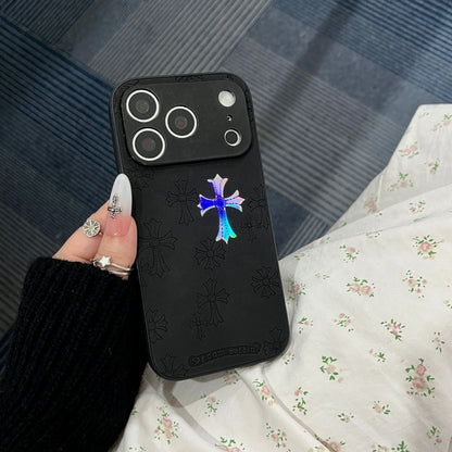 Premium Ultra-Thin PU Leather Business Case for iPhone Series - Compatible with iPhone 17/16/15/14/13 Pro Max and 16/15 Plus (6.1 In), Flexible Inner Design, Elegant Cross Logo, Black 2026 Mobile Accessory