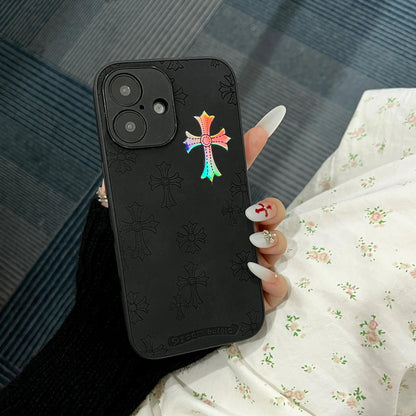 Premium Ultra-Thin PU Leather Business Case for iPhone Series - Compatible with iPhone 17/16/15/14/13 Pro Max and 16/15 Plus (6.1 In), Flexible Inner Design, Elegant Cross Logo, Black 2026 Mobile Accessory