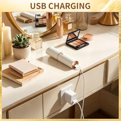 Women'S Cordless 2-In-1 Electric Facial & Eyebrow Trimmer with LED Light - USB-C USB Rechargeable Precision Eyebrow Shaper, Lip Hair Remover, Portable Painless Home/Party Gift Tool