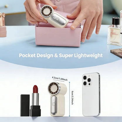 Mini Handheld Fan, Small Purse Fan for Women, Pocket Fan, Makeup Fan, High-Speed Turbo, 6-Gear Adjustable with LED Display, USB Rechargeable, Portable Fan for Travel, Outdoor, Girls Valentine'S Day Gift, Fans Handheld