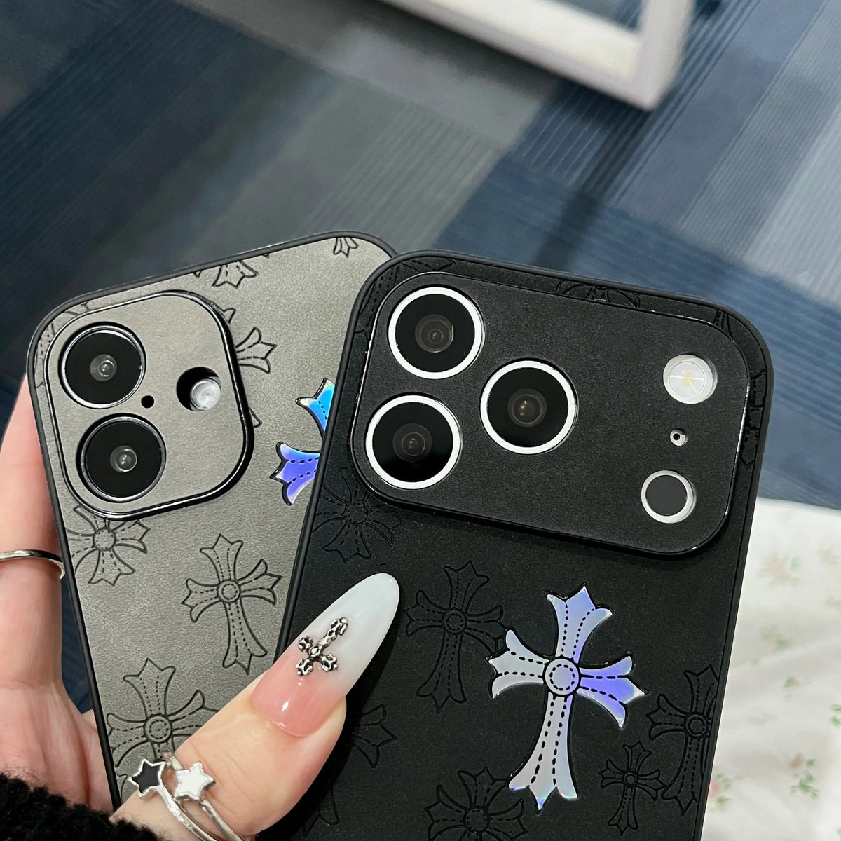 Premium Ultra-Thin PU Leather Business Case for iPhone Series - Compatible with iPhone 17/16/15/14/13 Pro Max and 16/15 Plus (6.1 In), Flexible Inner Design, Elegant Cross Logo, Black 2026 Mobile Accessory