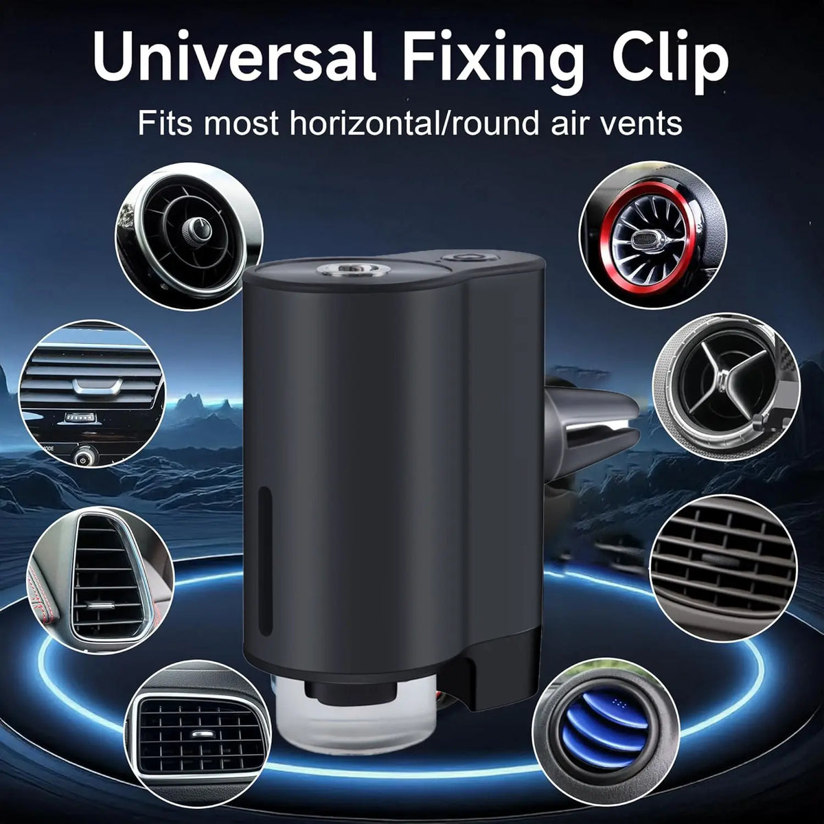 Premium Aluminum Smart Car Fragrance Diffuser - Girly Cute Car Accessories for Women, Air Vent Essential Oil Sprayer with Auto Start, Multi-Color Ambient Light, Rechargeable Battery, Odor Removal, Baby-Safe Mist, 3 Essential Oil Bottles Included