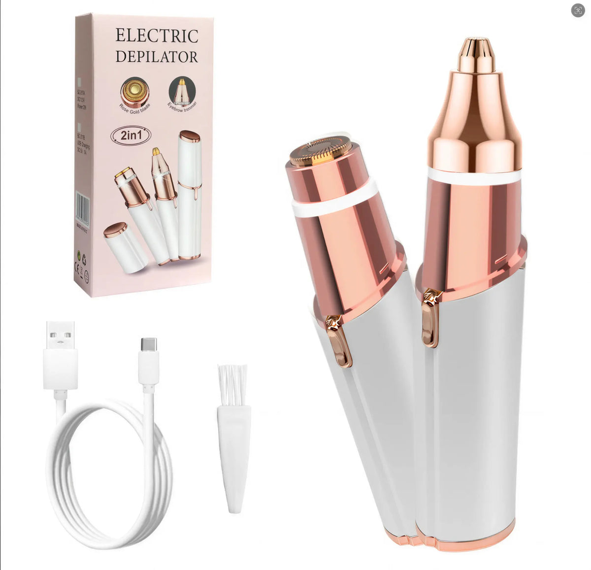 Women'S Cordless 2-In-1 Electric Facial & Eyebrow Trimmer with LED Light - USB-C USB Rechargeable Precision Eyebrow Shaper, Lip Hair Remover, Portable Painless Home/Party Gift Tool