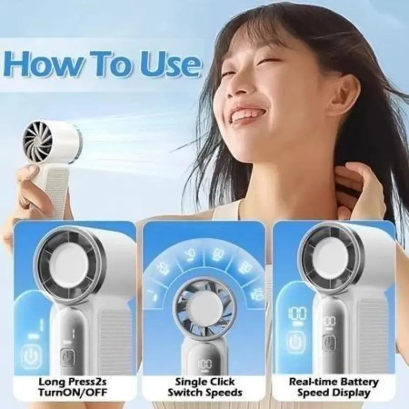 Mini Handheld Fan, Small Purse Fan for Women, Pocket Fan, Makeup Fan, High-Speed Turbo, 6-Gear Adjustable with LED Display, USB Rechargeable, Portable Fan for Travel, Outdoor, Girls Valentine'S Day Gift, Fans Handheld